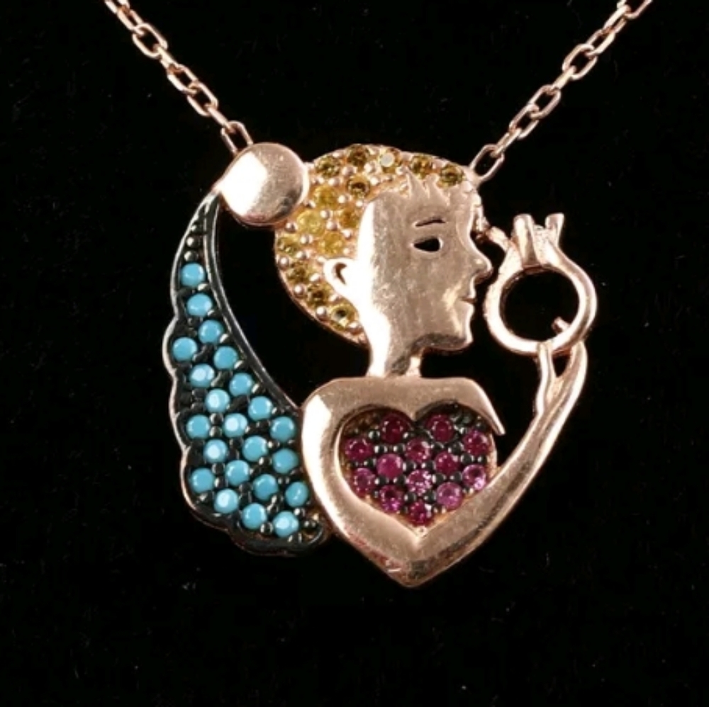 Rose Gold Fairy ring blessing necklace 18"